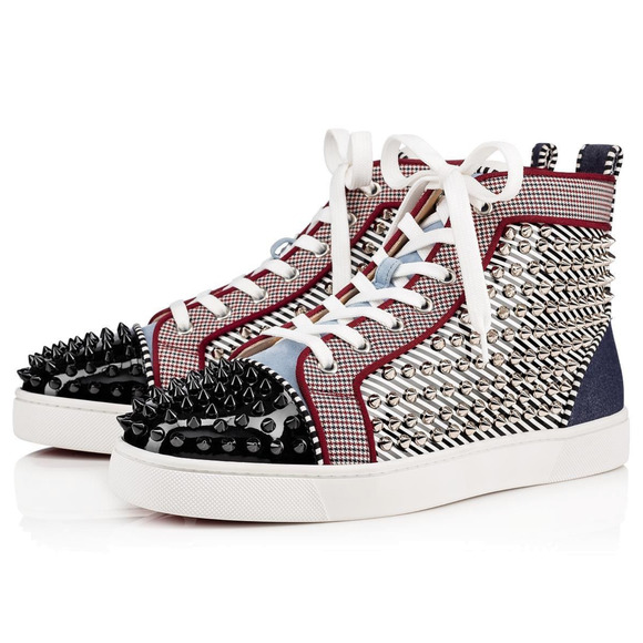 Christian Louboutin Louis Orlato Flat Spike Black White High Top Sneaker 44 11 - Picture 1 of 12